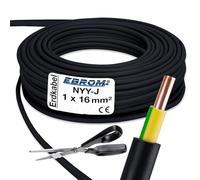 Cable subterráneo NYY-J,1 x 16 mm² (mm2), mercancía a metro justo, cable de corriente de alta intensidad de PVC, color negro (personalizable)