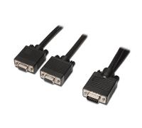 Cable SVGA AISENS A113-0081 0.45m HDB15 Macho a 2 HDB15 Hembra Duplicador Y Apantallado Negro