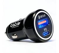 Cable Technologies Cargador Coche Dual 38W, USB-C PD + QC 3.0, Adaptador Mechero Carga Rápida Fast Charging Car Charger para iPhone 17 16 15 14 13 Pro Max, iPad, Samsung S25 S24 S23 Ultra