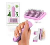 Cable Technologies Cepillo para Perros y Gatos - Agarre Ergonómico y Limpieza con un Solo Clic, Carda para Mascotas que Elimina Pelo Muerto, Nudos y Subpelo, Ideal para Pelo Corto y Largo (Rosa)