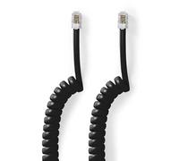 Cable Telefónico | RJ10 Macho | RJ10 Macho | 2.00 m | Diseño del cable: Enroscado | Tipo de cable: RJ10 | Negro
