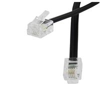 Cable Telefónico RJ11 de 4M de Largo, Cable Modular 6P4C de 4.0 M, Cable Western RJ11 a RJ11, Enchufe para Teléfono, Fax, Módem, Router DSL, VDSL, ISDN, Internet - 4 Metros, Negro