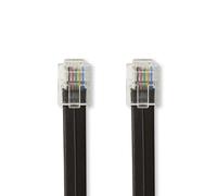 Cable Telefónico | RJ12 Macho | RJ12 Macho | 1.00 m | Diseño del cable: Plano | Tipo de cable: RJ12 | Negro