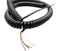 Cable telescópico de muelle， Cable espiral negro de 20 AWG, cable de alimentación resistente al frío con resorte, cable en espiral de 4 hilos(Stretch 2.5 Meters)
