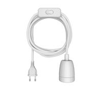 Cable textil LEHA II enchufe interruptor blanco 3 m porcelana zócalo 1x E27