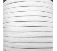 Cable textil liso blanco mate de 25m, ideal para decoraciones y proyectos de iluminación interiores.