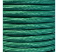 Cable textil liso de 25 m en verde mate, ideal para decoración y proyectos de iluminación.