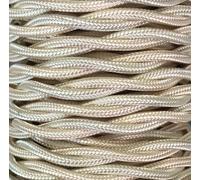 Cable textil trenzado de 25m en color beige brillo, ideal para decoración y proyectos de iluminación.