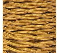 Cable textil trenzado dorado de 5m, flexible y decorativo, ideal para iluminar y personalizar espacios con estilo.
