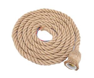 Cable Textil Vintage 2M 2 Hilos, Cable Lampara Cuerda Techo Colgante Industrial DIY Yute, Base de Bombilla E27, para Comedor Sala Restaurante Bar Cafetería Decoración AC85-265V (Bombilla no Incluida)