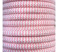 Cable textil zig-zag de 15 mts en rosa, ideal para decoraciones y manualidades, proporciona versatilidad y estilo en proyectos creativos.