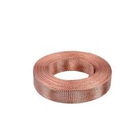 Cable trenzado de cobre plano Ancho 2 mm ~ 28 mm Funda trenzada de cobre puro estañado Cable de señal blindado expandible Funda blindada (Pure Copper,16MM_20 METERS)