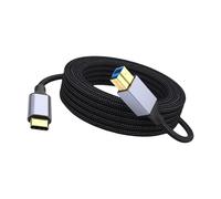 Cable trenzado de nailon USB B a tipo C, uso de oficina para impresoras, estaciones de acoplamiento, escáneres, discos duros externos, línea de datos, cable de impresora USB C trenzado de nailon