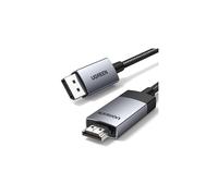 Cable trenzado DisplayPort - HDMI 4K 60Hz de 1 m, color gris.