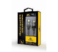 CABLE TRENZADO HDMI 2.1 8K 60HZ GEMBIRD SELECT PLUS SERIES CON ETHERNET 3M NEGRO CCB-HDMI8K-3M