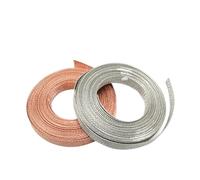 Cable trenzado plano de cobre, 1 unidad, 1/2/5 m, funda trenzada de cobre estañado, ancho de 2 ~ 28 mm, cable de señal de detección expandible, funda de metal blindada, cobre (cobre estañado, ancho 28
