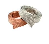 Cable trenzado plano de cobre de 1/2/5 m, funda trenzada de cobre estañado, ancho de 2 ~ 28 mm, cable de señal de detección expandible, funda de metal blindada, cobre (cobre estañado, ancho 16 mm, 1