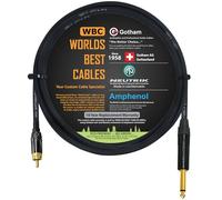 Cable TS a RCA de 2 pies - Gotham GAC-1 Ultra Pro de baja capacitancia Instrument Cable & Neutrik NP2X-B & Amphenol ACPL-CBK Gold Plugs - Hecho a medida por WORLDS BEST CABLES