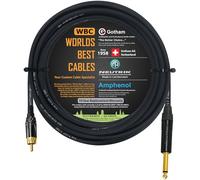 Cable TS a RCA de 40 pies - Gotham GAC-1 Ultra Pro Low Capacitance Instrument Cable & Neutrik NP2X-B & Amphenol ACPL-CBK Gold Plugs - Hecho a medida por WORLDS BEST CABLES