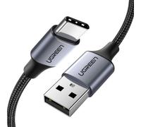 Cable Ugreen USB-A a USB-C 3A, 2 metros, trenzado de nailon, conectores de aluminio, negro