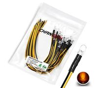 [Cable UL] Chanzon 20 piezas luces de diodo LED parpadeantes amarillas de 5 mm precableadas (lente transparente redonda DC 12V) con resistencia de 680 ohmios 1/4 W y cable de 24 AWG