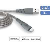 Cable ultra reforzado A/MFI 2.4A 3m reciclado gris