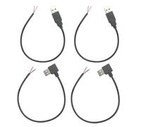 Cable USB 2.0 a cable desnudo, corriente de 12 pulgadas, 30cm, 5 V, 22 AWG, 2 núcleos, Power Pigtail, cable, bricolaje, 2 conectores rectos y 2 conectores L de ángulo recto