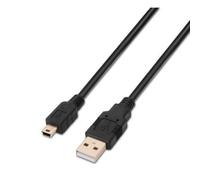 Cable USB 2.0 Aisens A101-0024/ USB Macho - MiniUSB Macho/ Hasta 2.5W/ 60Mbps/ 1m/ Negro