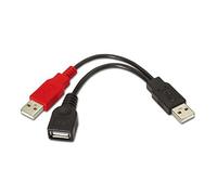 CABLE USB 2.0 + ALIMENTACION AISENS USB A HEMBRA + TIPO A MACHO / TIPO A MACHO 15CM NEGRO A101-0030