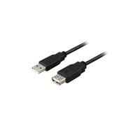 Cable USB 2.0 DELTACO tipo A macho en ángulo - tipo A hembra 0,2 m, negro (USB2-102S)