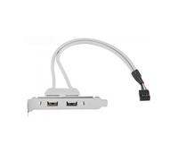 Cable USB 2.0 Hembra de Perfil Bajo de 9 Pines para Panel Posterior de Placa Base, 30 cm, con Soporte PCI y 8 cm de Altura.