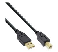 Cable USB 2.0 InLine®, A a B, negro, contactos dorados, 0,3 m