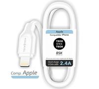 Cable USB 2.0 Lightning Tech One Tech TEC2902 1m 2.4A Blanco carga rápida