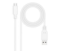 Nanocable Cable USB 2.0 3A USB-C macho a USB-A macho, 1 m, blanco