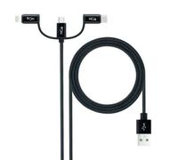 Cable USB 2.0 Nanocable 10.01.3200/ Lightning Macho - Micro USB Macho/ USB Tipo-C Macho/ 480Mbps/ 1m