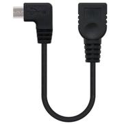 Cable MicroUSB OTG B/M-A/H Acodado 15cm Negro