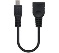 Cable USB 2.0 OTG Nanocable Micro B/M-A/F 15 CM Negro