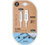 Cable USB 2.0 Tech One Tech TEC2005 1m Blanco trenzado Lightning 2,4A resistencia superior