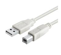 Cable USB 2.0 tipo A a B macho de 90 cm para impresoras y escáneres Canon, HP, Epson, Lexmark, Dell, Xerox y Samsung - Beige/Blanco