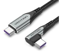 Cable USB 2.0 Tipo-C 90º Vention TAKHF/ USB Tipo-C Macho - USB Tipo-C Macho/ Hasta 100W/ 480Mbps/ 1m