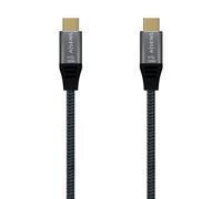 Cable USB 2.0 Tipo-C Aisens A107-0628 5A 100W/ USB Tipo-C Macho - USB Tipo-C Macho/ Hasta 100W/ 480Mbps/ 1m/ Gris
