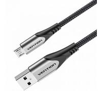 Cable USB 2.0 Vention COAHH 2m microUSB macho reversible 3A 480Mbps gris nailon trenzado