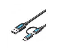 Cable USB 2.0 Vention CQDBF USB Macho - Micro USB Macho/ USB Tipo-C Macho/ 480Mbps/ 1m/ Negro