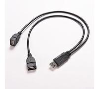 Cable USB 2.0 Y macho a doble hembra, extensor de concentrador para computadora portátil, consola de juegos, adaptador negro de 35 cm