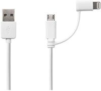 Cable USB 2-EN-1 - 1x Micro USB + Apple Lightning 8 pines (Blanco) - NEDIS