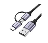 Cable USB 2 en 1 - UGREEN - Micro USB y USB-C - 2,4 A - 1 m - Negro