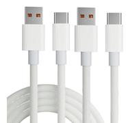 Cable USB 2 unidades 2M USBC cable USB a USBC cable blanco 6A carga rápida cable de carga trenzado compatible con iPhone 17 16 15 Pro, Samsung Galaxy, Pixel, Huawei, Xiaomi, Sony