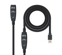 Nanocable Cable USB 3.0 Prolongador USB-A Macho/Hembra 15 m Negro