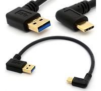 Cable USB 3.0 de 90 grados a tipo C macho en ángulo recto/izquierdo chapado en oro con cable de extensión USB C para transferencia de datos y sincronización de carga