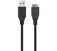 Ewent Cable USB 3.0 Tipo A/Macho a A/Micro, Doble Apantallamiento AWG 28 de Cobre, Velocidad de Transferencia hasta 5 GMbit, Negro Negro Negro 1.00 m